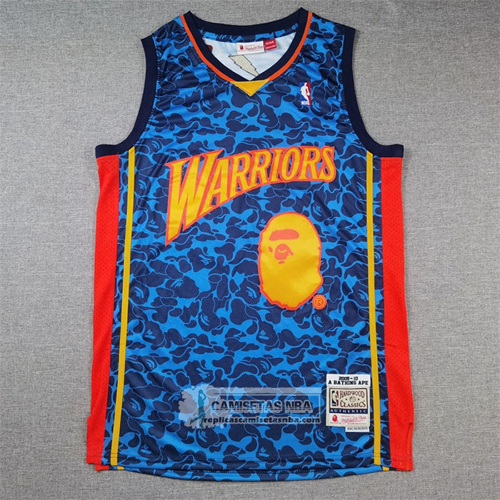 Camiseta Golden State Warriors NO 93 Bape Mitchell & Ness 2009-10 Azul